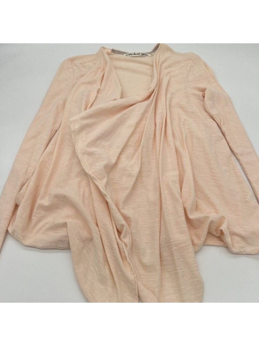 Michael Stars Draped Open Front Waterfall Cardigan Long Sleeve OS One Size Pink